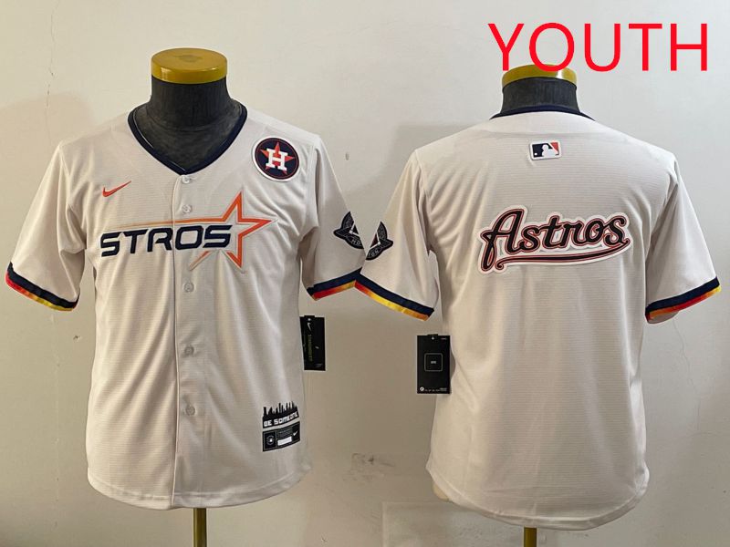 Youth Houston Astros Blank Cream three generations Joint Name 2025 Nike MLB Jersey style 41417->youth mlb jersey->Youth Jersey
